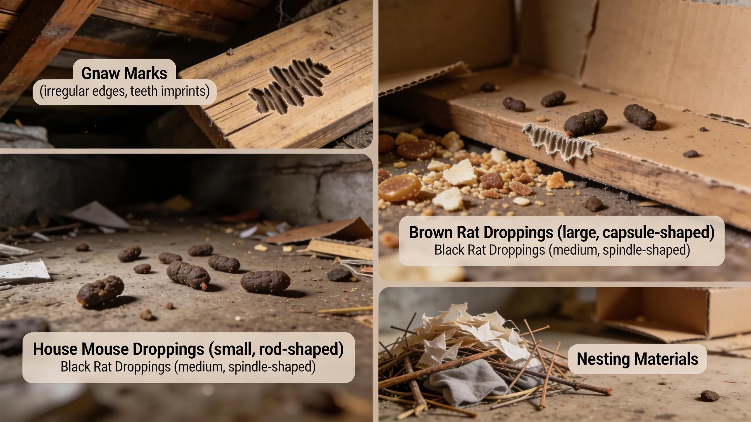 Close-up of rodent droppings and signs of infestation in a Melbourne property